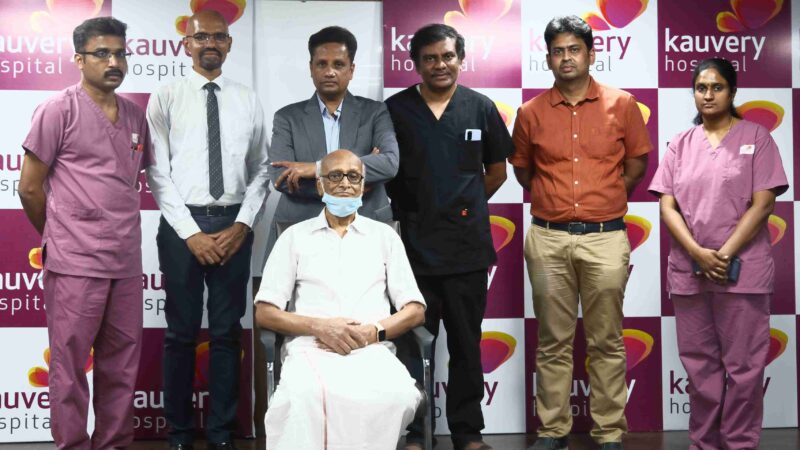 காவேரி மருத்துவமனையில் அறுவை சிகிச்சையின்றி டிரான்ஸ் கதீட்டர் மூலம் வெற்றிகரமான சிகிச்சையில் சாதனை!